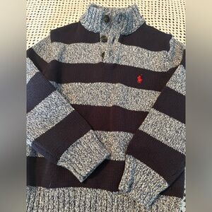 Ralph Lauren Polo Sz 5 Boys Navy Striped Sweater  Three Button  NWOT